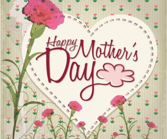 Бесплатные Векторные день счастливой матери прекрасный поздравительных открыток
