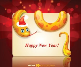 Vektor Gratis Selamat Tahun Baru Santa Ular Kartu