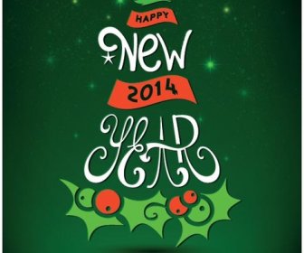 Bedava Vektör Mutlu Yeni Year14 Dekorasyon Noel Ağacı şablonu