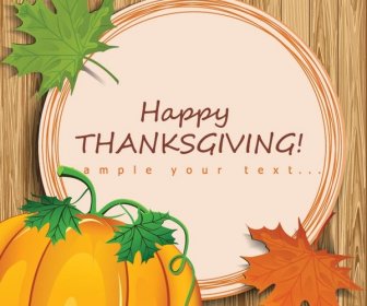 Free Vector Happy Thanksgiving Circle Card With Pumpkin