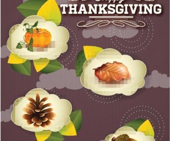 Free Vector Happy Thanksgiving Day Design Elements On Leaf