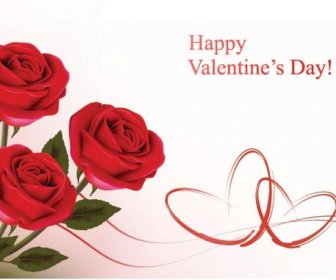 Kartu Undangan Mawar Merah Hari Happy Valentine Vektor Gratis
