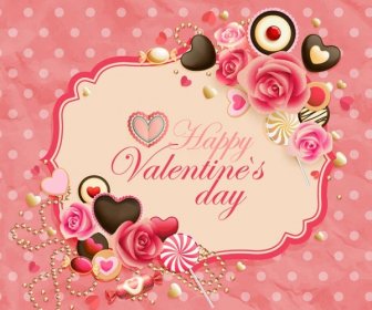 Kostenlose Vektor Glücklich Valentine8217s Tag Blume Rahmen Einladungskarte