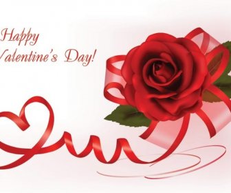 Kostenlose Vektor Happy Valentines Day Rose Karte