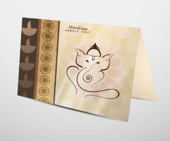 Free Vector Hindu Diwali Ganesha Greeting Card Mockup