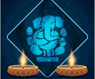 Vektor Gratis Hindu Ganesa Tuhan Happy Diwali Template