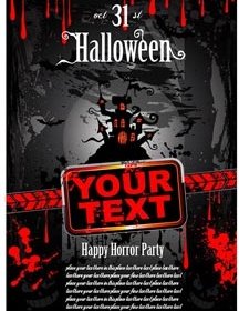 Bebas Vektor Horor Halloween Okt Grunge Gaya Flyer