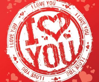 Vektor Gratis Aku Mencintaimu Grunge Gaya Valentine Hari Cap