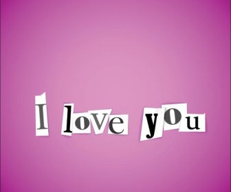 Free Vector I Love You Paper Cutting On Pink Background