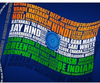 旗の無料ベクトル インド地域タイポグラフィ