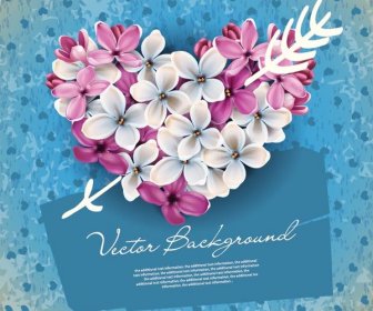 Free Vector Lilac Flower Valentine8217s Day Greeting Card