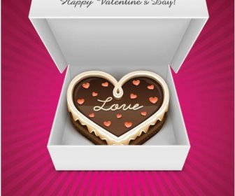 무료 벡터 사랑 초콜릿 케이크 발렌타인 날 선물 상자