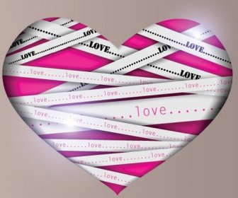 自由向量愛紙條在粉紅色的心臟形狀