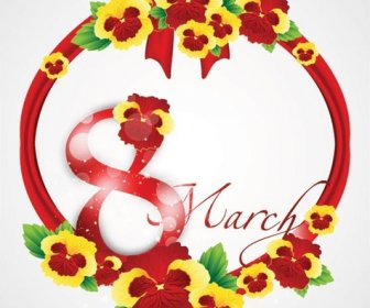 Kostenlose Vektor 8 März Welt Women8217s Tag Blumenrahmen
