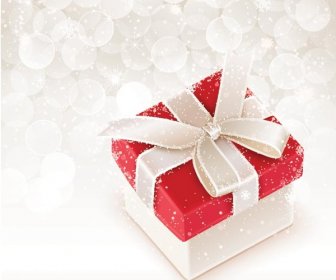 Vektor Gratis Selamat Natal Gift Box Elegan Di Latar Belakang