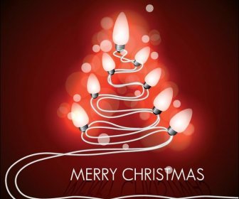 Pohon Lampu Natal Merry Vektor Gratis