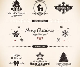 свободный вектор счастливого Рождества логотип дизайн элементов