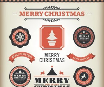 Vektor Gratis Selamat Natal Pita Banner Dan Label