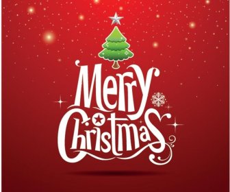 Free Vector Merry Christmas Typography Greeting Card