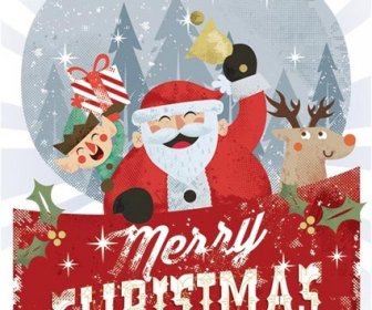 無料のベクター メリー クリスマス ビンテージ カード