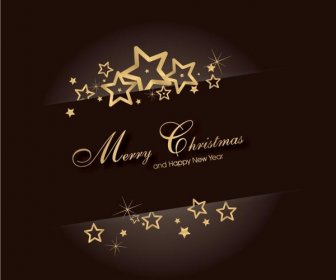 Free Vector Merry Christmas With Golden Star Invitation Card Template