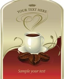 免費向量咖啡杯與巧克力豆在抽象的摺頁冊範本設計