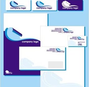 Conjunto De Vetores Livres Elegante Azul Business Estacionária Do Modelo De Design