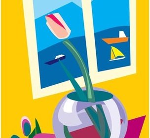 Free Vector Of Flower With Window