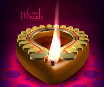 Free Vector Of Glowing Flame On Victorian Style Diya On Festival Of Happy Diwali