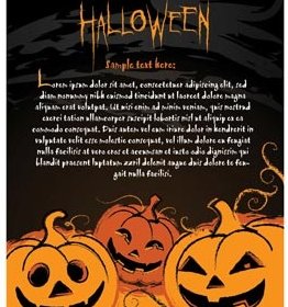 Vektor Gratis Template Halloween Bahagia Dengan Teks Menakutkan