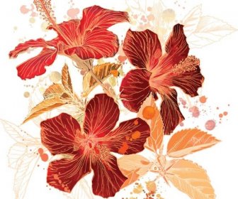 ハイビスカス花のストロークの無料ベクトル