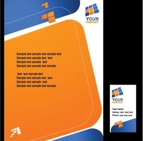 オレンジとブルーの無料ベクター スタイルの美しいビジネス パンフレット テンプレート デザイン