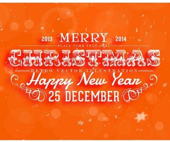 オレンジ無料ベクトルのクリスマスと新年のポスター デザイン