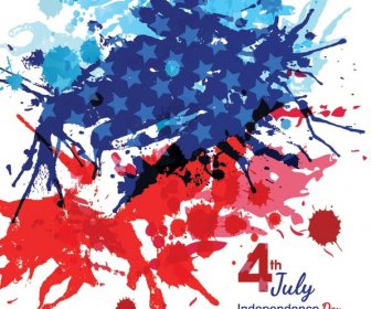 무료 벡터 페인트 스플래시 미국 국기 7 월 4 일 행복 한 독립 기념일