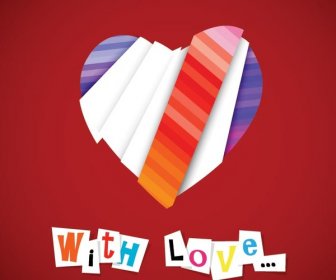 Бесплатные Векторные бумажной полоске сделал любовь сердца на красном фоне