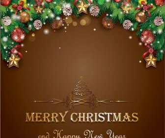Free Vector Pine Tree Fir With Balls Merry Christmas Background
