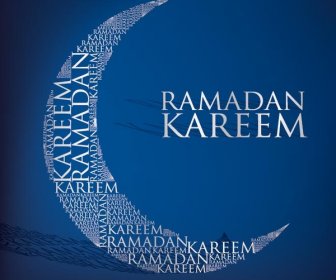 Vektor Gratis Ramadhan Kareem Tag Awan Dibuat Bulan Sabit
