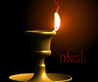 Vetor Livre Realista Brilhante Lâmpada Feliz Diwali Modelo