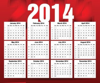Free Vector Red Background14 Calendar