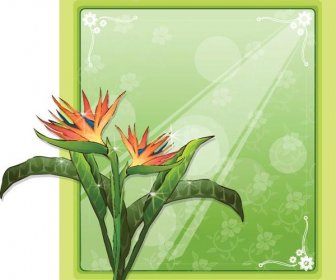 Free Vector Red Flower With Glossy Shiny Green Background
