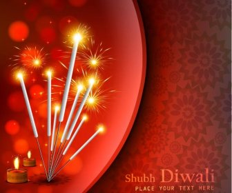 Tarjeta De Felicitación De Diwali Feliz De Rojo Gratis Vector Patrón Fondo