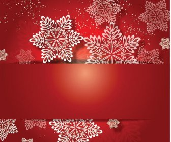 Free Vector Red Snow Flake Christmas Invitation Card