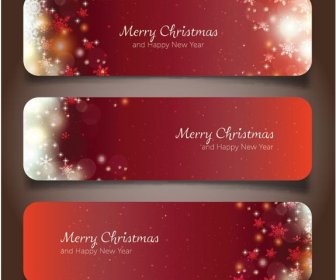 Vektor Gratis Serpihan Bintang Merah Pola Merry Christmas Banner Template