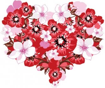 รูปหัวใจวันวาเลนไทน์ของเวกเตอร์ฟรี Red8 ดอกไม้สีขาว