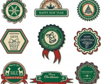 Free Vector Retro Christmas Stamp Designs