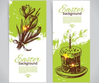 Free Vector Retro Style Vintage Easter Vertical Greeting Card