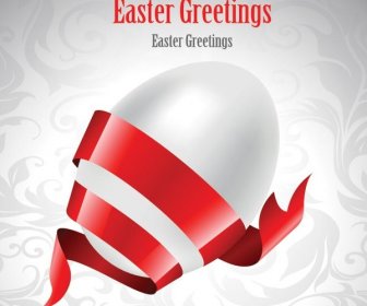Free Vector Ribbon Around Egg Easter Abstract Greeting Card