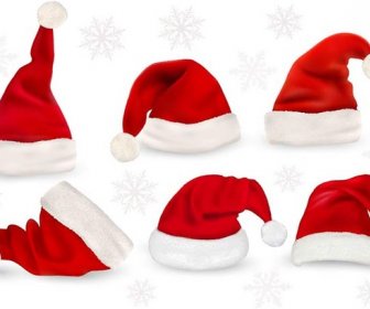 Santa Claus Vektor Gratis Topi Gaya Yang Berbeda