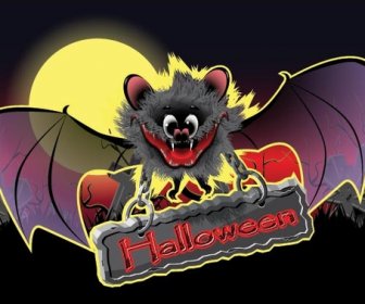 Бесплатные Векторные страшный Хэллоуин Bat