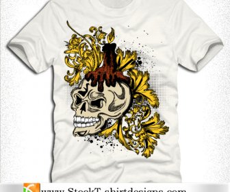 Cráneo Vector Libre Y Diseño De Camiseta Floral